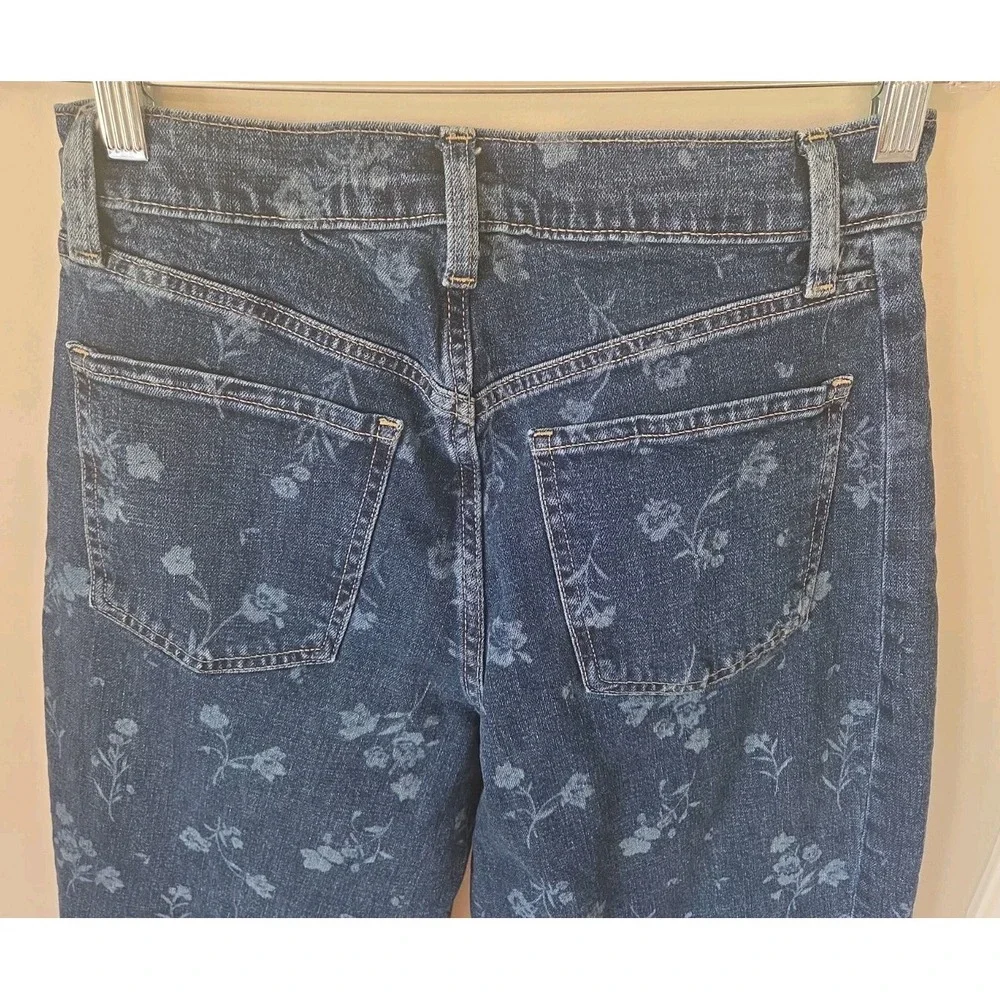 Old Navy High-Waisted Baggy Barrel Ankle Jeans Floral Denim Women's Size 4